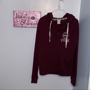 VS PINK Maroon Half Zip Hoodie